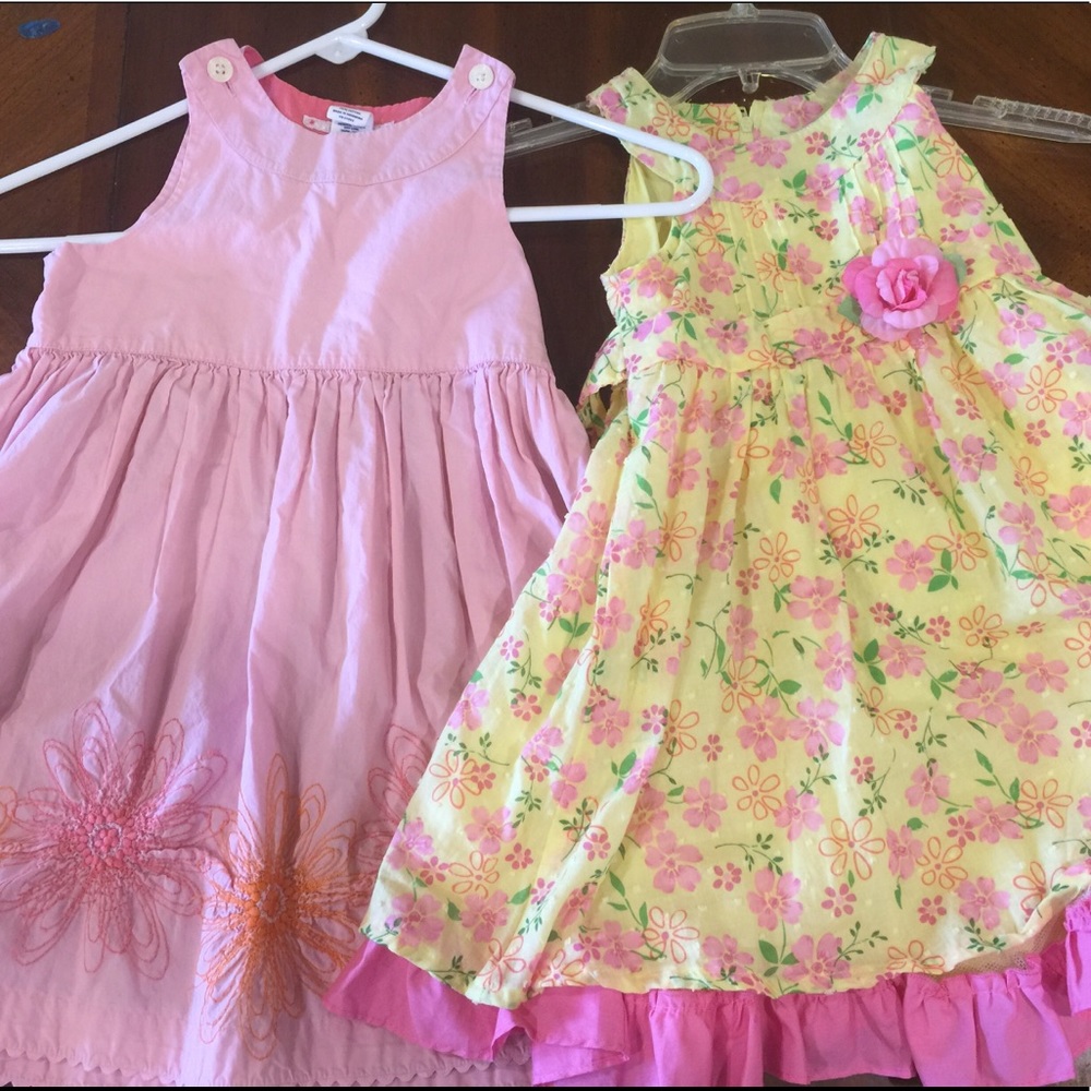 Size 4 dresses by Nannette (yellow) and Gap (pink)